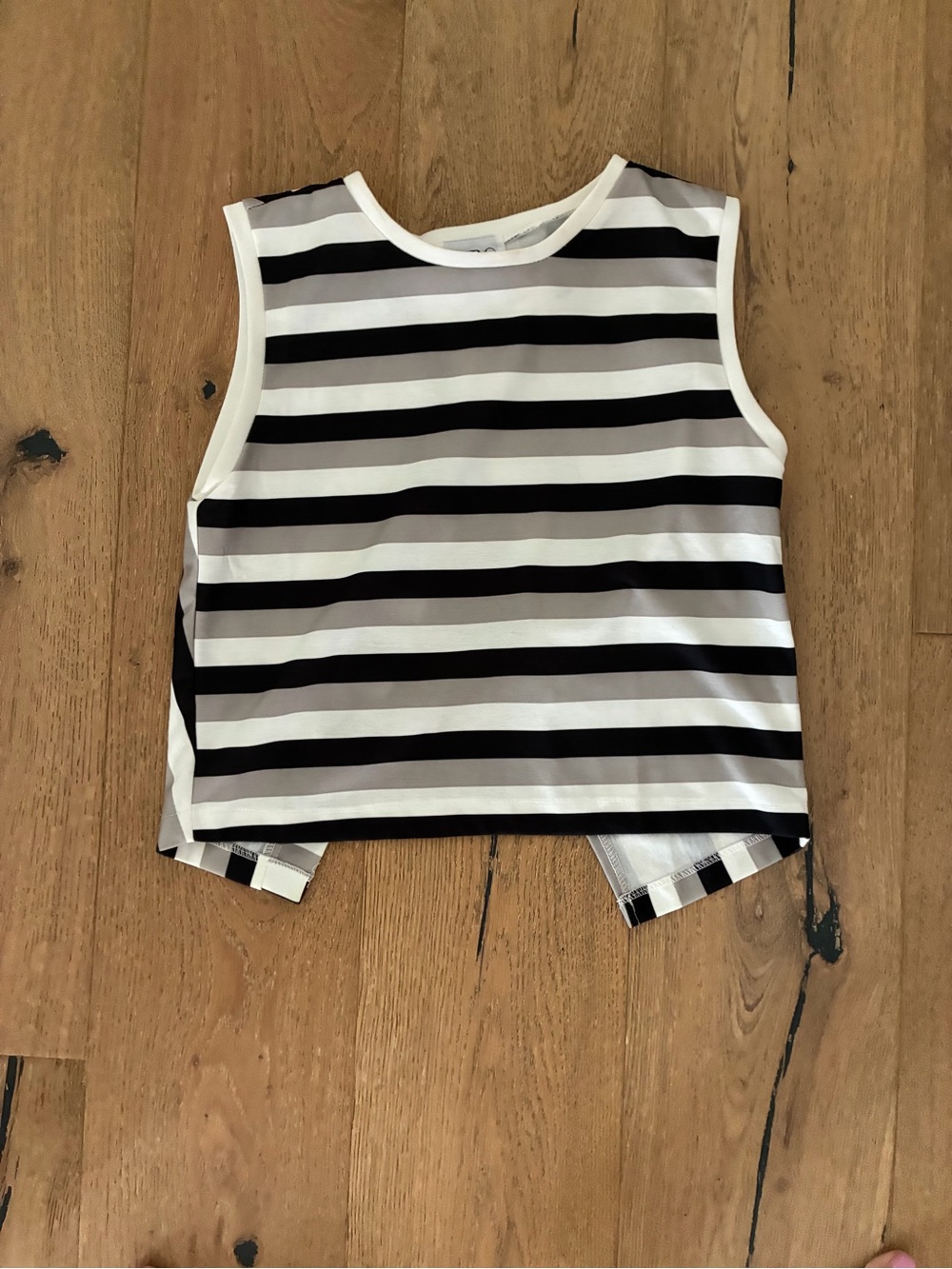 Sabo Skirt Black & White Striped Sleeveless Crop Top